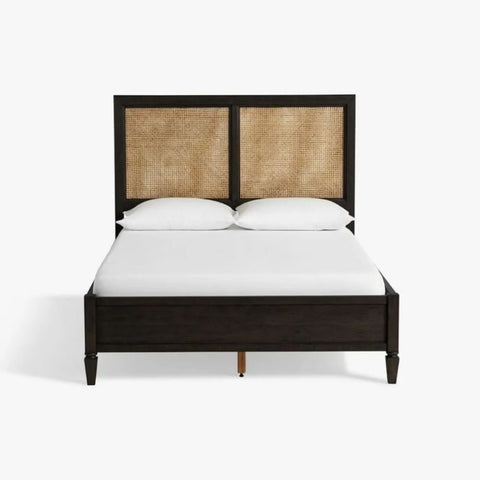 Jodhpur Cane Rattan Bed | Handcrafted Solid Wood Bedroom Furniture – Oakvello