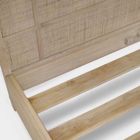 Gagron Solid Wood Rattan Cane Bed | Handcrafted Boho Bedroom Furniture – Oakvello
