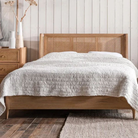 Jaipur Cane Bali Series Bed | Handcrafted Rattan Solid Wood Bedroom Furniture – Oakvello