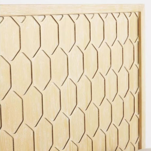 Carved Trellis Textured Solid Wood Bed | Handcrafted Heritage Bedroom Furniture – Oakvello