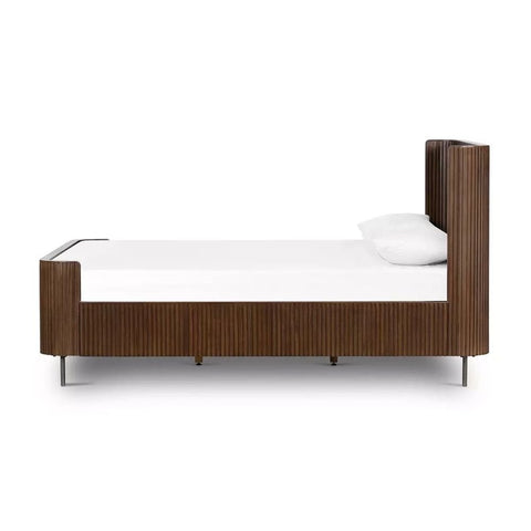Ajmeri Fletcher Solid Wood Bed | Premium Handcrafted Bedroom Furniture – Oakvello