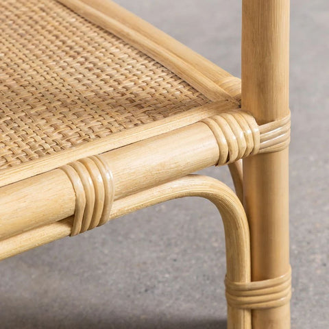 Rattan Solid Wood Bedside Table | Boho Bedroom Nightstand – Oakvello