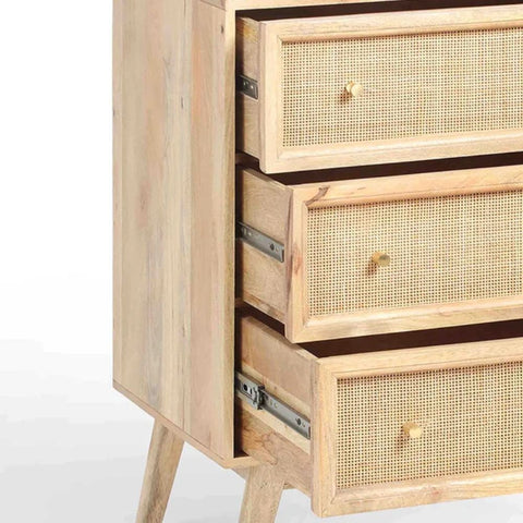 Rattan & Solid Wood Chest of Drawers | Boho Bedroom Storage Dresser – Oakvello