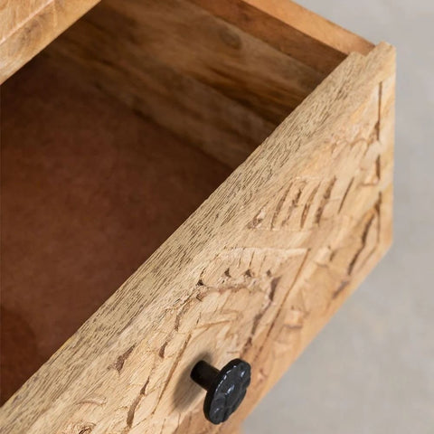 Maraja Style Solid Mango Wood Bedside Table | Bedroom Nightstand – Oakvello