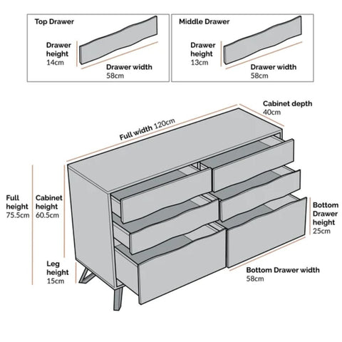 6-Drawer Chest of Drawers | Large Solid Wood Bedroom Dresser – Oakvello