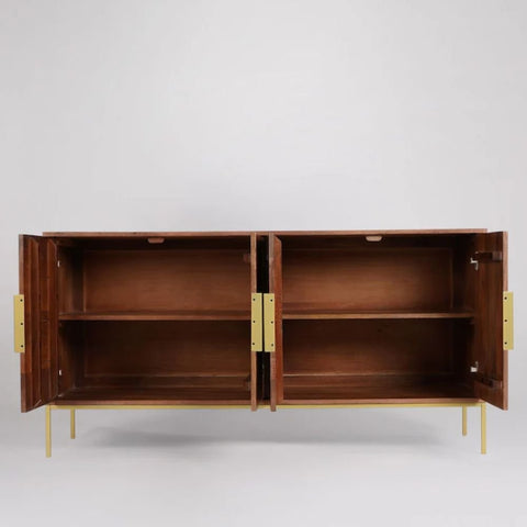 Jodhpuri Grey Solid Wood Sideboard | Living Room Storage Cabinet – Oakvello