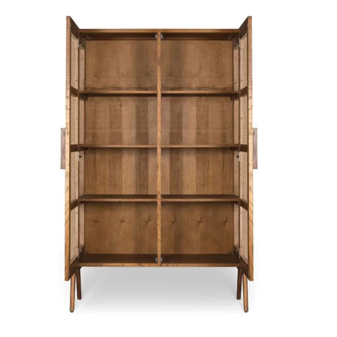 Rattan & Solid Wood Storage Cabinet | Boho Living Room Furniture – Oakvello
