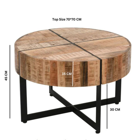 Solid Mango Wood Coffee Table with Marble Top | Living Room Furniture – Oakvello