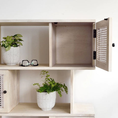 Modern Solid Wood Bookshelf with Storage | Living Room Display Cabinet – Oakvello