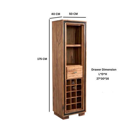 Jaipuri Solid Sheesham Wood Wine Bookcase | Home Bar & Display Storage – Oakvello