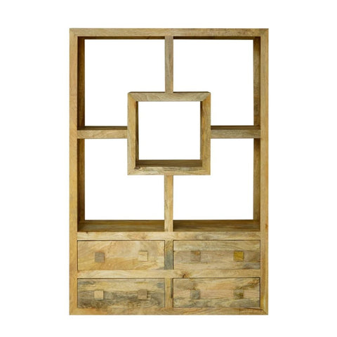 Quinton Solid Mango Wood Bookcase | Living Room Display Storage – Oakvello