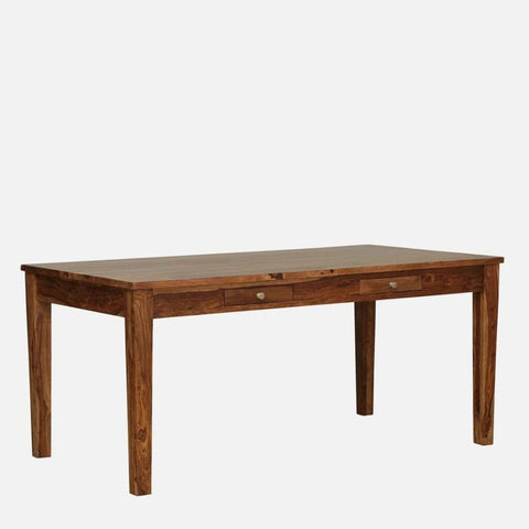 6-Seater Solid Sheesham Wood Dining Set with Bench | Rustic Teak Finish – Oakvello