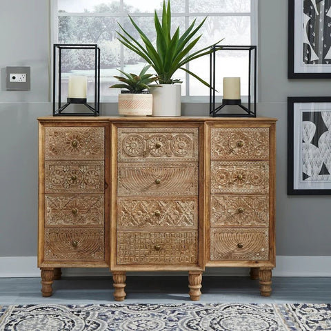12 Drawer Accent Cabinet | Solid Wood Storage Chest – Oakvello