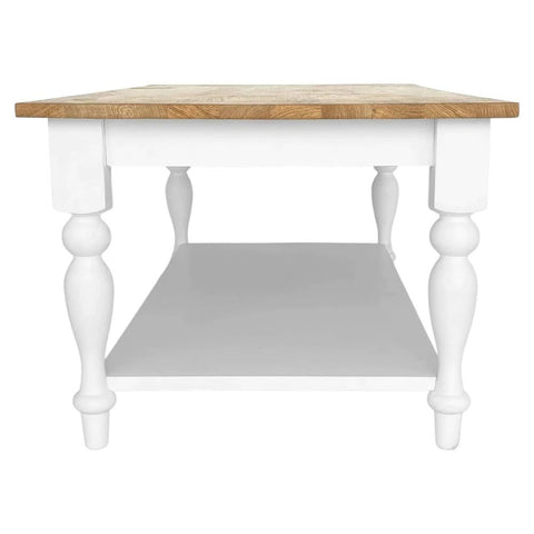 Natural & White Solid Wood Coffee Table | Two-Tone Living Room Furniture – Oakvello
