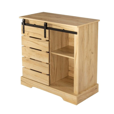 Modern Brown Finish Solid Wood Storage Cabinet | Living Room Furniture – Oakvello