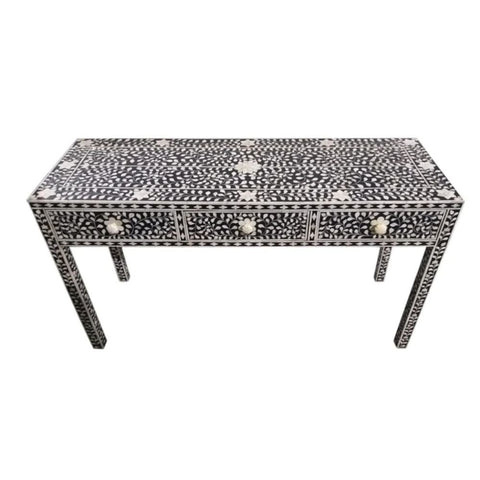 Black Bone Inlay Console Table | Handcrafted Artisan Entryway Furniture – Oakvello