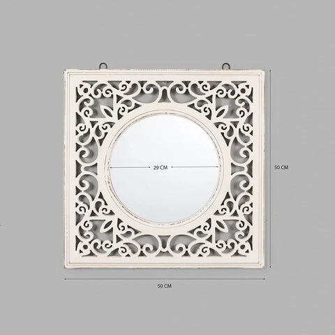 White Solid Wood Wall Mirror | Bathroom & Living Room Decor – Oakvello