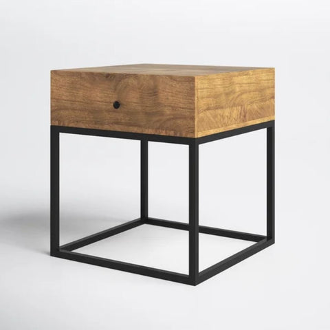 Solid Wood End Table with Storage | Living Room Side Table – Oakvello