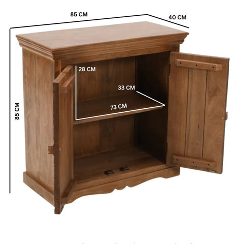 Jaipuri Carved Mango Wood 2-Door Sideboard | Handcrafted Living Room Storage – Oakvello