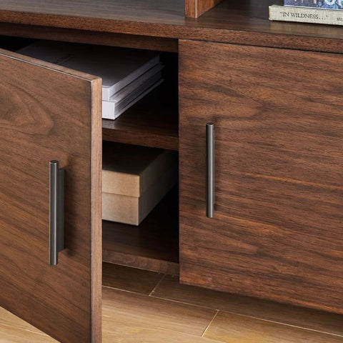 Dark Finish Solid Wood Media Console Table | TV Stand & Storage – Oakvello
