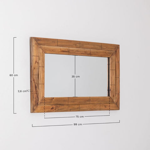 Rectangular Recycled Wood Wall Mirror | Eco-Friendly Bedroom & Living Room Decor – Oakvello