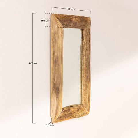 Unax Solid Teak Wood Wall Mirror | Decorative Bedroom & Living Room Decor – Oakvello