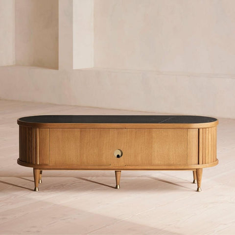 Black Marquina Marble Media Unit | Luxury TV Console & Living Room Storage – Oakvello