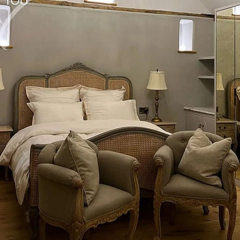 Painted Luxury French Solid Wood Bed | Ornate Bedroom Furniture – Oakvello