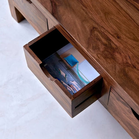 Coffee Table with 6 Drawers | Solid Wood Living Room Storage – Oakvello