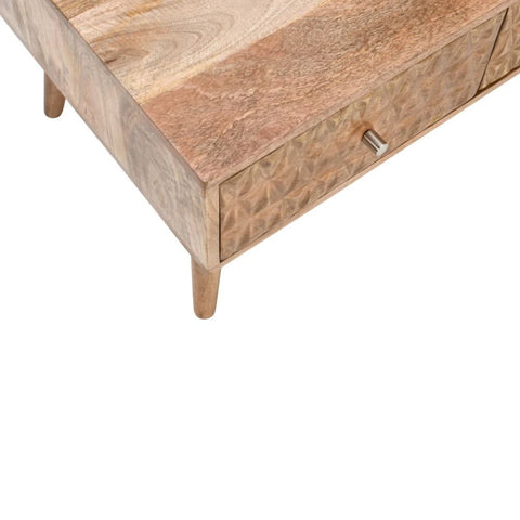Marlow Light Mango Wood Coffee Table with 2 Drawers | Living Room Furniture – Oakvello