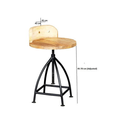 Jodhpuri Upcycled Wood Bar Stool | Handcrafted Solid Wood Kitchen Seating – Oakvello