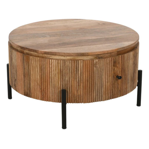 York Natural Solid Wood Coffee Table with Metal Legs | Living Room Furniture – Oakvello
