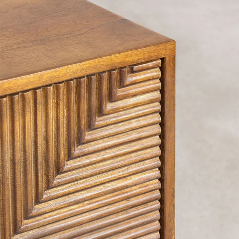 Solid Mango Wood Sideboard | Natural Hardwood Living Room Storage – Oakvello