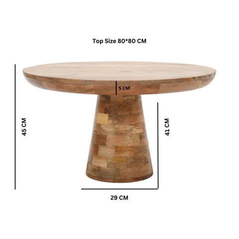 Jodhpuri Mushroom Style Round Mango Wood Coffee Table | Living Room Accent – Oakvello