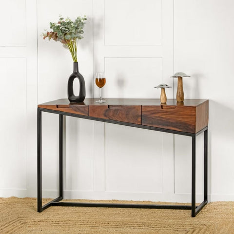 Solid Wood Console Table | Natural Hardwood Entryway Furniture – Oakvello