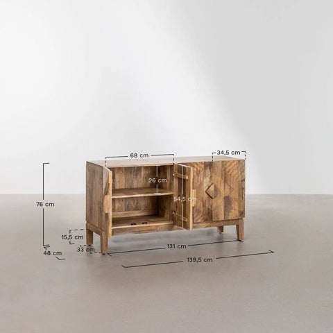 Diko Solid Mango Wood Sideboard | Living Room Storage Cabinet – Oakvello