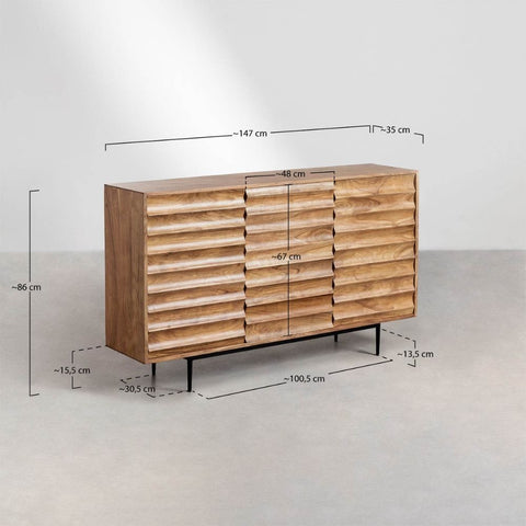Petter Acacia Wood Sideboard | Solid Hardwood Living Room Storage – Oakvello