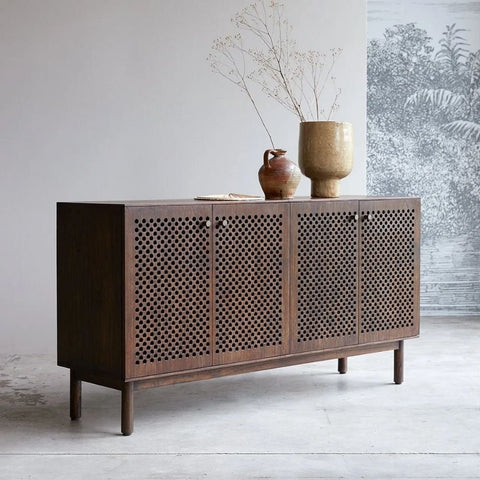 Solid Sheesham Wood Sideboard | Durable Living Room Storage Cabinet – Oakvello