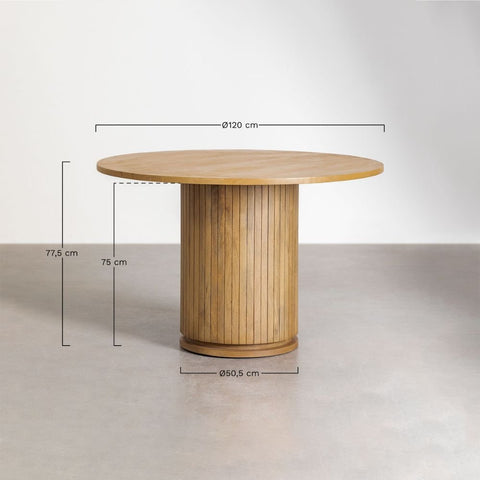 Analis 120cm Round Solid Mango Wood Dining Table | Kitchen Furniture – Oakvello