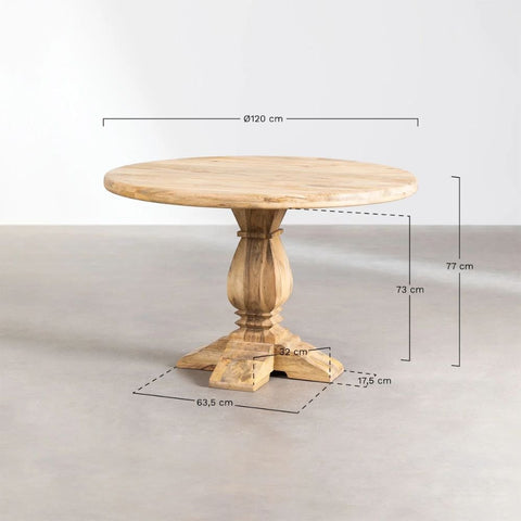 Rusbby Round Solid Mango Wood Dining Table | Kitchen & Dining Furniture – Oakvello