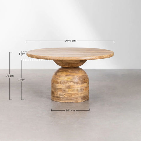 Macbet 140cm Round Solid Mango Wood Dining Table | Kitchen Furniture – Oakvello