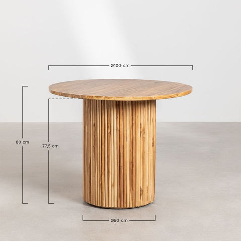 Round Dining Table in Teak Wood (Ø100 cm) Randall