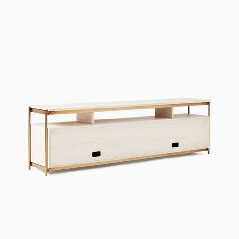 Winterwood & Light Bronze 80-Inch Solid Wood Media Console Table | Living Room Furniture – Oakvello