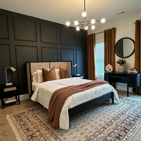 Solid Wood & Rattan Cane Bed | Handcrafted Boho Bedroom Furniture – Oakvello