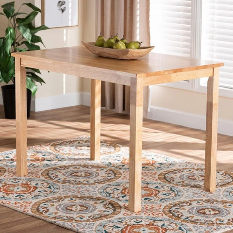 43-Inch Natural Brown Finish Solid Wood Dining Table | Kitchen Furniture – Oakvello