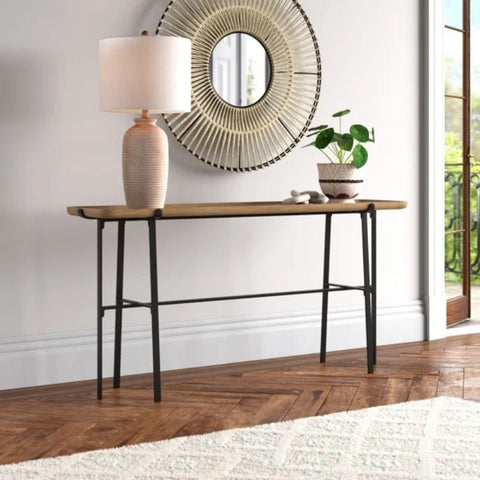 Solid Wood & Metal Console Table | Industrial Entryway Furniture – Oakvello