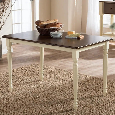 Off-White Solid Wood Dining Table | Light Tone Kitchen Furniture – Oakvello