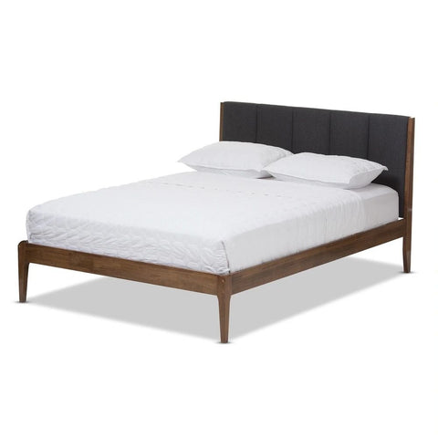 Mid-Century Solid Wood Platform King Size Bed | Retro Bedroom Furniture – Oakvello