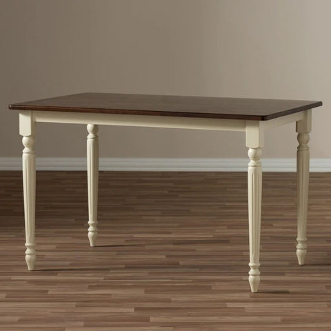 Off-White Solid Wood Dining Table | Light Tone Kitchen Furniture – Oakvello