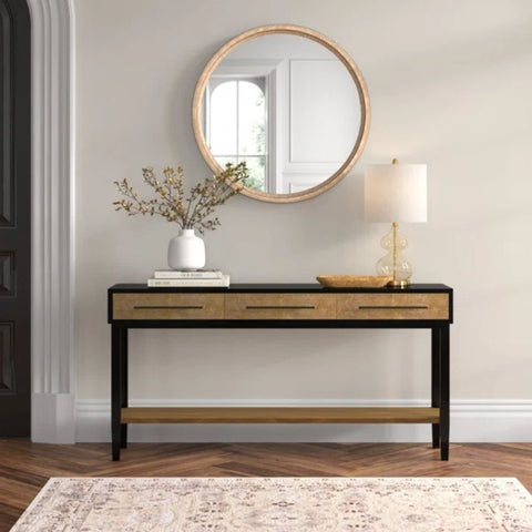 Solid Wood 3-Drawer Console Table | Entryway & Hallway Furniture – Oakvello